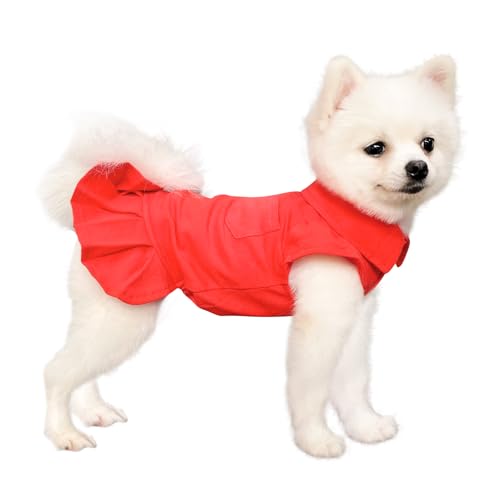 Topkins Hundekleid, Hundesportkleider für kleine mittelgroße Hunde Mädchen, Hundesommerkleid, Hunde-Reverskleid, Hundehochzeitskleid, Hundegeburtstagskleid mit Faltensaum für Frühling, Sommer, Herbst