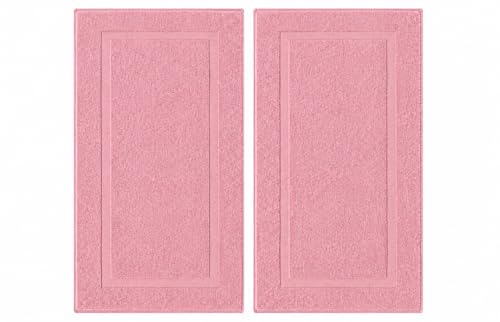 SALBAKOS 100% Turkish Cotton Bath Mat Set 2-Piece - 20x34 inch, Hotel & Spa Collection, Soft, Absorbent, Long Lasting, Durable Bathroom Rugs | Made in Turkey (Rose, 2 Bath Mats)
