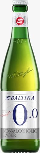 Baltika 0.0 Non-Alcoholic Pale Lager Beer 500ml Glass Bottle