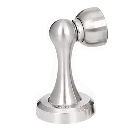 Magnetic Door Stopper Wall protecter Stainless Steel Soft Catch Heavy Duty Door Stop Both Wall and Floor Mount Door Holder and The Door Keep Your Door Open (Silver Brushed, 1 Pack)