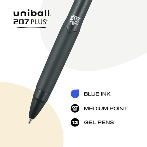 Image of Uniball 207 Plus+ Retractable Gel Pens 12 Pack, 0.7mm, Blue