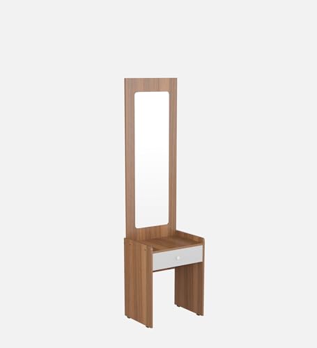 Image of NEUDOT Eliott Wooden Dressing Table with Mirror and Storage | Engineering Wood | Vanity Table with Mirror | Bedroom, Living Room | 1-Year Warranty, Brown