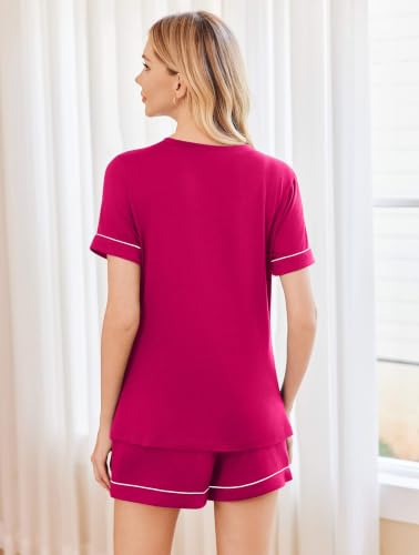 Image of Ekouaer Pajama Sets for Women 2 Piece Short Sleeve Lounge Shorts Set