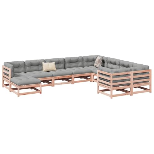 Gecheer Muebles de Jardin,Sofa Jardin Exterior,Muebles terraza y Jardin,Sofás Patio,Juego de sofás de jardín 10 pzas Madera Maciza de Abeto Douglas M8#