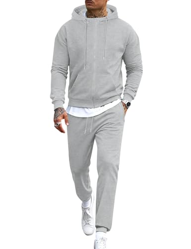LecGee Men 2 Piece Jogging Suits Sets Full Zip Hoodie