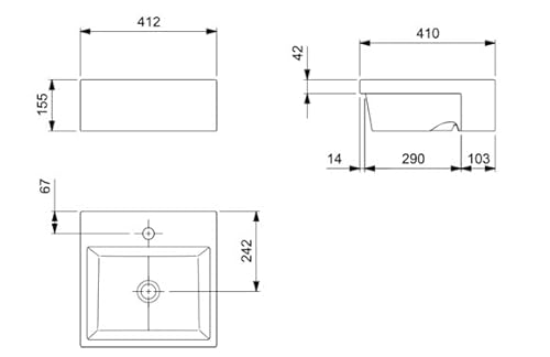 Cuba de Semiencaixe 410X410 com Mesa Basic Q2 - Celite
