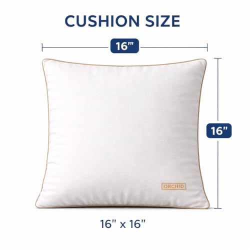 Image of Orchid Cushion Inserts for Sofa 16x16 Inch Pack of 4, Microfiber Filled Soft Square Cushions for Couch, Chair, Bed & Decorative Covers, Fluffy Support Pillow Pads, White