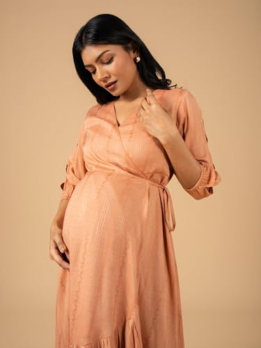 Image of The Mom Store Maternity and Nursing Wrap Dress for New Mom | Pre and Post Pregnancy Wear for Womens | Trendy Stylish Printed Friendly Dresses for Women | Comfortable