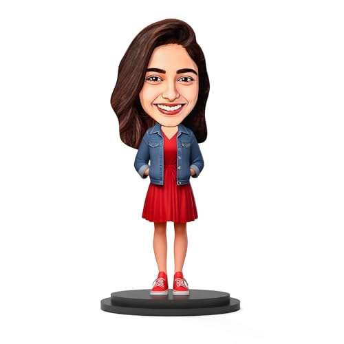 Avataar Studio Personalized Gift for Friends, Sister, BFF, Girlfriend,Character Caricature Photo Frame Unique Design Customized Gift for Friends & Family (Red & Blue Dress Girl)