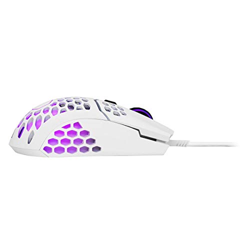 Cooler Master MM711 RGB-LED Mouse Gaming Leggero 60g Cavo Flessibile - Sensore Ottico 16000 DPI, Membrane Omron 20 Milioni Clic, Piedini PTFE Glide Liscio, Struttura Nido d'Ape – in Bianco Opaco