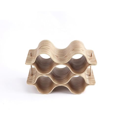 OWKAY Estante de vino extraíble de madera maciza para restaurante, bar, creativo estante de vino en forma de onda, estante de madera maciza para botellas de vino, estante de exhibición de vino tinto