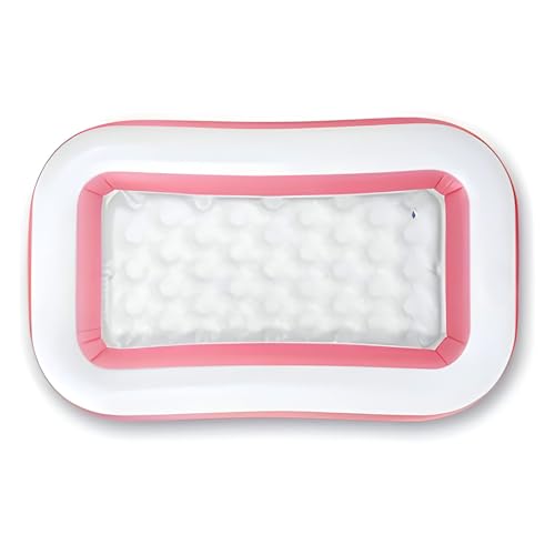 Image of P FOR POGU 1.66m x 1.00m x 25cm Rectangular Pool Air Inflatable Tube with 17cm Height & 90L Capacity Bathtub Swimming Floater Swim Float Water Tub for Outdoor 2+ Year Kids & Adults (Pink, Pack of 1)
