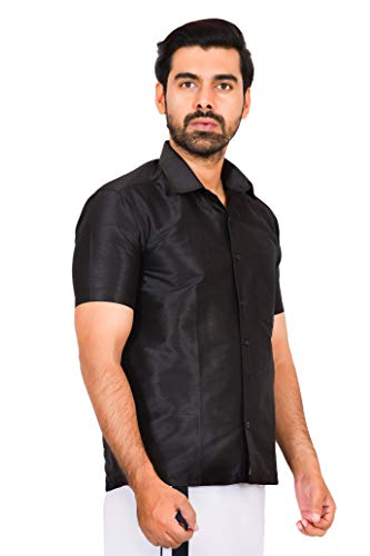 Image of JISB Men's Dupion Cotton Silk Slub Ethnic Shirt
