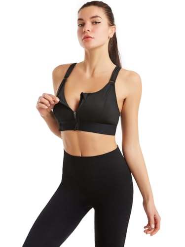 Image of Celary Woman's Sports Bra|Polyester Spandex High Impact Front Zip Sports Bra |Size:- XS to 5XL |Gym Workout & Yoga Running Activewear Bra with Criss Cross Back Support