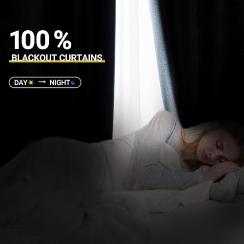Image of 100% Blackout Shield Linen Blackout Curtains 108 Inches Long 2 Panels Set, Black Out Curtains for Bedroom, Thermal Insulated Rod Pocket Window Drapes Living Room, 50W X 108L, Blush Pink
