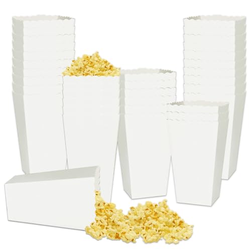 36 Pcs White Popcorn Boxes 2 x 4.5 x 2.7 inch Mini Popcorn Bags Mini Cardboard Boxes