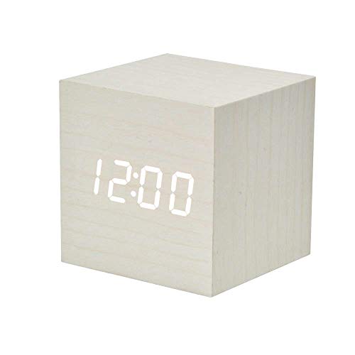 IDEAL デジタル LED WOOD COLCK 置時計 ウッド (ホワイト)