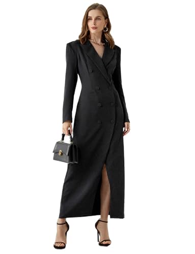 Veste de Costume Longue Femme Double Boutonnage Blazer Chic et Décontracté