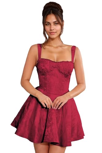 LTW Spaghetti Straps Satin Homecoming Dresses Jacquard Mini Birthday Dresses for Women Short Prom Dress