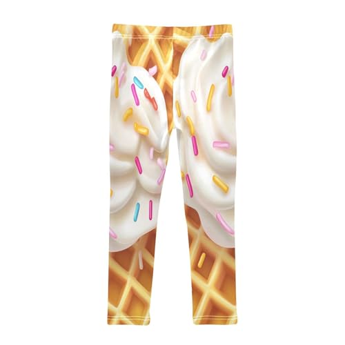 Ice Cream Waffle Colorful Sprinkles Girls Casual Leggings for Kids Printed Long Pant Bottoms Stretch and Soft2