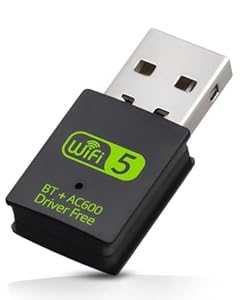USB WiFi Dongle, 5GHz/2.4GHz Wireless Dual Band Adapter for PC Desktop Laptop, 600Mbps High-Speed AC600 WIFI Receiver, Bluetooth 4.2 Internet Dongle, Supports WindowsXP/7/8/8.1/10/11, Mac