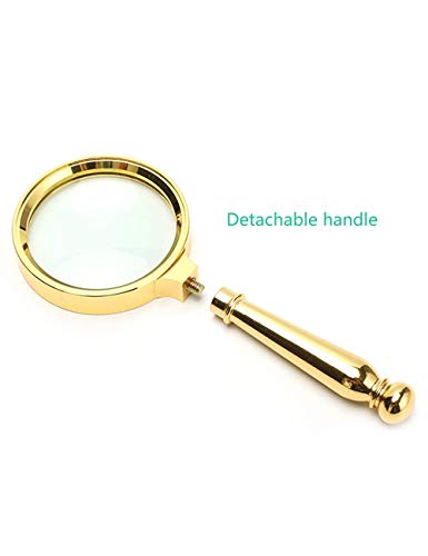 Metalowa ręczna lupa do czytania 20-krotna lupa do czytania 10-krotna lupa do czytania HD Średnica szkła optycznego 80MM2 Kolor (kolor: złoty) OfficeProducts