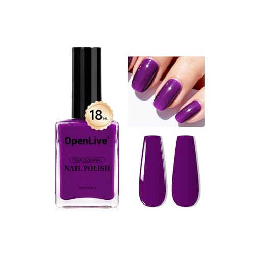 OpenLive 18ml Purple Nail Polish Large Volume Quick Drying Nail Polish Fast Drying and Long Lasting Color Nail Art DIY Home Manicure Gift for Women