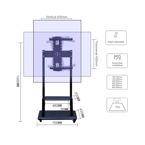 Soporte móvil de piso para TV 32-70 pulgadas miniatura 3