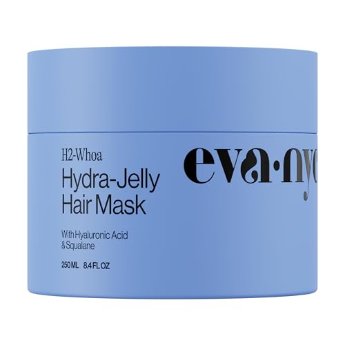 Image of Eva NYC Hydrating Hair Mask for Long-Lasting Hydration - Infused with Hyaluronic Acid and Squalane - Lightweight Hair Treatment for Dry Hair - Jelly Texture Hydrating Mask - Jasmine Scent - 8.4 fl oz