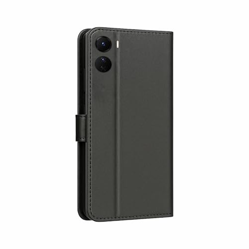 Image of AIBEX Shock Proof Flip Compatible for Vivo T4 Lite 5G /iQOO Z10 Lite 5G /Vivo Y19 5G /Vivo Y19e Flip Cover Leather Finish|Inside TPU with Card Pockets|Wallet Stand|Complete Protection Flip Case- Black