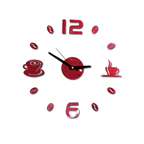 LUBITY Horloge Murale 3D DIY Design Moderne Pendule Murale Décorations Numérique en Acrylique pour Salon Numéros Romains Acrylique Miroir Wall Sticker 40cm de diamètre (Rouge) Cover