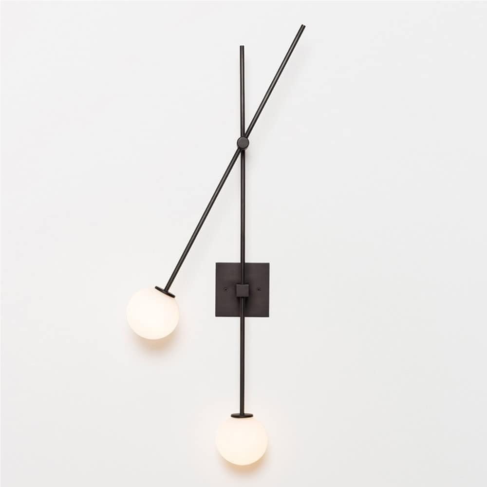 SXECAEPS Indoor Globe Glass 2-Lights Wall Mount Light Postmodern Art Deco Lighting Sconce Fixture G4 Sconces Adjustable Lamp for Living Room Bedside Nightstand Vanity Bathroom(Svart)