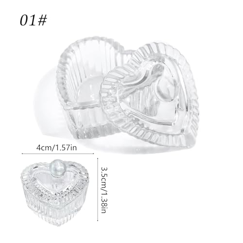 Cuenco de cristal para líquidos acrílicos de uñas en forma de corazón miniatura 7