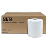 GEN Hardwound Roll Towels - White, 8-Inch x 800 ft, 6 Rolls/Carton