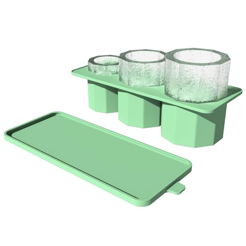 Ice Cube Tray for Tumbler, 3 Pcs Silicone Hollow Cylinder Ice Mold with Lid