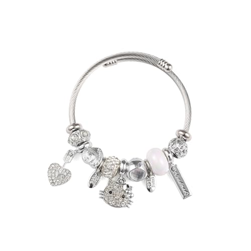 Image of YouLuo Cute Necklace Charm Bracelet Set,Personalized Jewelry Gift for Women | Cute Charm Bracelet, Adjustable Stainless Steel Bracelet, Anime Cartoon Accessories Bracelets for Women Gift and Friendship