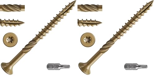 Image of Wensilon #10 * 3 inch Deck Screws, (137pcs) 2 lbs.Exterior Wood Screws, Rust Resistant epoxy Coated, Bronze, T25 Star Bit (Pack of 2)