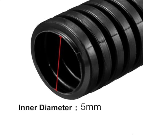 YXQ 5mm Corrugated Tubing Tube PE Plastic Non Split Bellows Pipe Black Electric Conduit Liquid Wire Loom Cable Cover Sleeve(10M Length)