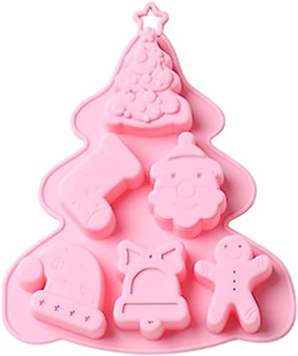 クリスマスチョコレート型 - 6穴のシリコンクリスマスモールド,手作り石鹸、ローションバー、チョコレート、ゼリー、クレヨン、ワックス用のシリコーンクラフトアートモールド