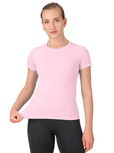 Image of MathCat Seamless Workout Tops for Women Short Sleeve Yoga Running Shirts,Breathable Athletic Compression Shirt Women XS-XL