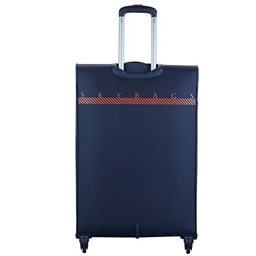 Image of Skybags Polyester 80.5 Cms Navy Blue Softsided Check-In 4 Spinner Wheels Carry-On Luggage (Stairw81Nbl), Small