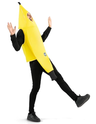 Image of Spooktacular Creations Appealing Banana Costume Adult Deluxe Set for Halloween Dress Up Party and Roleplay Cosplay