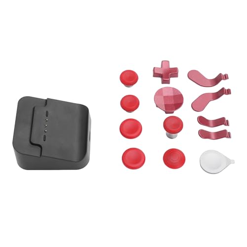 Juego de componentes Elite Series 2 en acero rojo con base de carga y palancas de recambio EIMSOAH 3