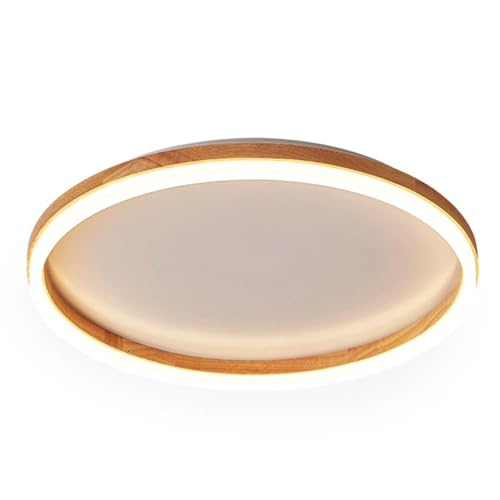 Plafonnier en bois LED dimmable pour îlot de cuisine et repas chaleureux