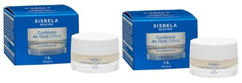 Pack de 2 tarros || Contorno de ojos Antiarrugas e Iluminador con silicio Sisbela Reafirm Deliplus todo tipo de piel | Tarro 15 ml x 2 = 30 ml (combate ojeras y arrugas)