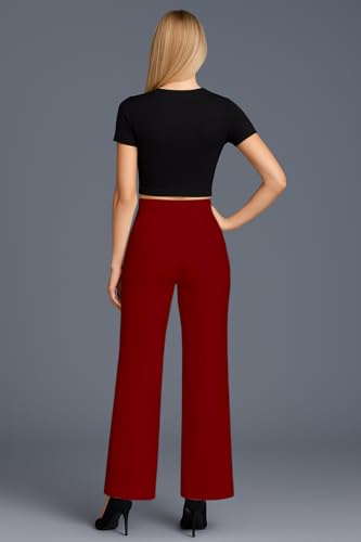 Image of SWADESI STUFF Women's High Waisted Bell Bottom Pants | Retro Wide Leg Trousers | Stretchy Flared Palazzo Pants for Office, Casual Wear & Party