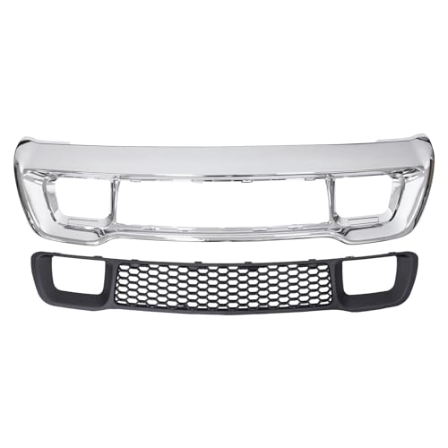 MOTOKU Front Bumper Lower Grill Grille and Chrome Cover Molding for Jeep Grand Cherokee 2014-2016