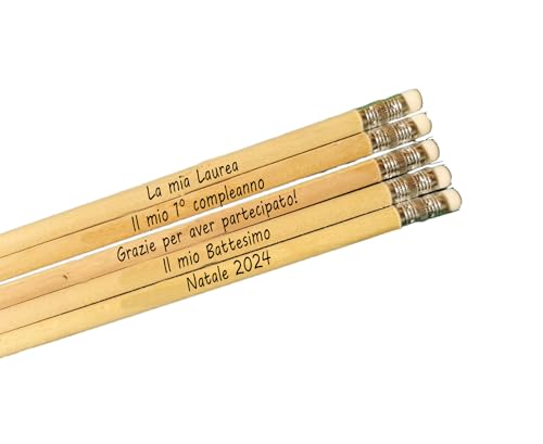 Matite in legno di grafite da 50 pezzi con gomma di colore naturale e incisione laser personalizzata [Non temperato] Colore: grigio grafite Marca: Giomel
