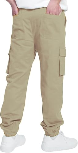 Image of ADBUCKS Boys' Cotton Cargo Joggers - Soft, Casual Pants with Pockets II Boy's Relaxed Cargo Joggers Pants for Boy