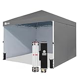 CROWN SHADES 10X10 Comercial Instant Canopy Pop Up Tent with Center Lock (10x10 with 4 Sidewalls, Grey)